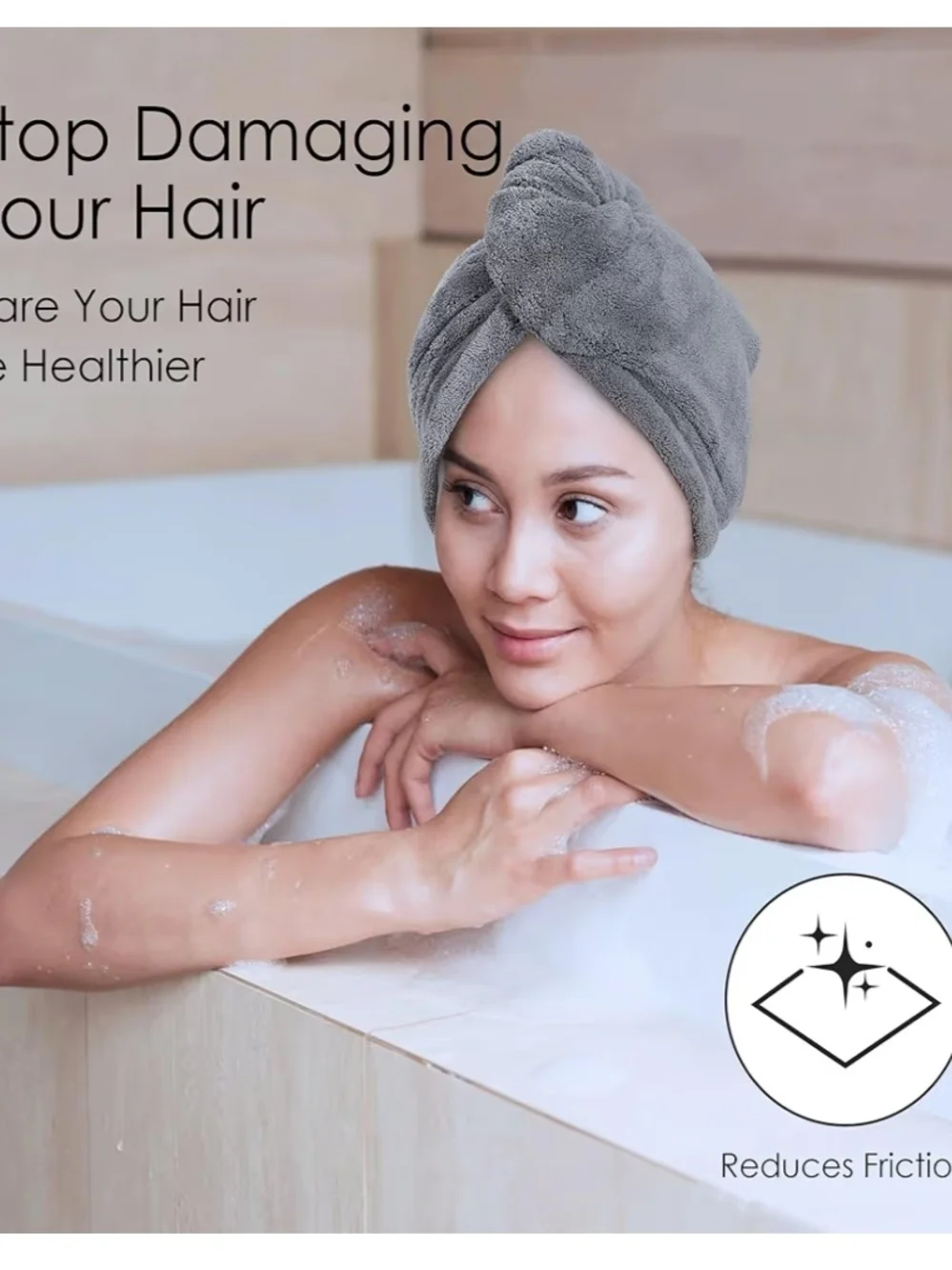 Grey Microfiber Hair Turban Towel for Kids - Gentle Hair Care